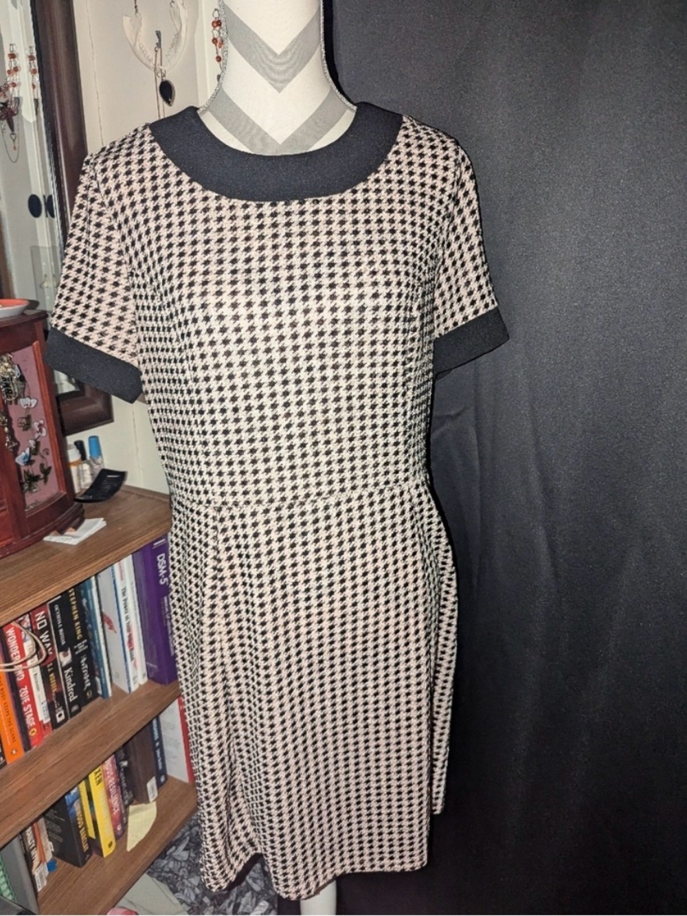 Smak Parlour houndstooth cream and brown dress